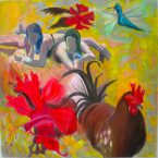 Roosters, Mermaids,Hibiscus